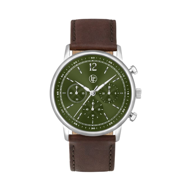 Montre Analogique  AUGUSTE argenté vert marron <span itemprop=
