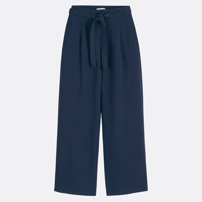 Weite Hose mit Bundfalten und Gürtel JOHN dunkelblau <span itemprop=