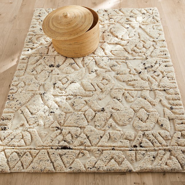Agnix Textured 100% Wool Hand Knotted Rug ecru marl AM.PM