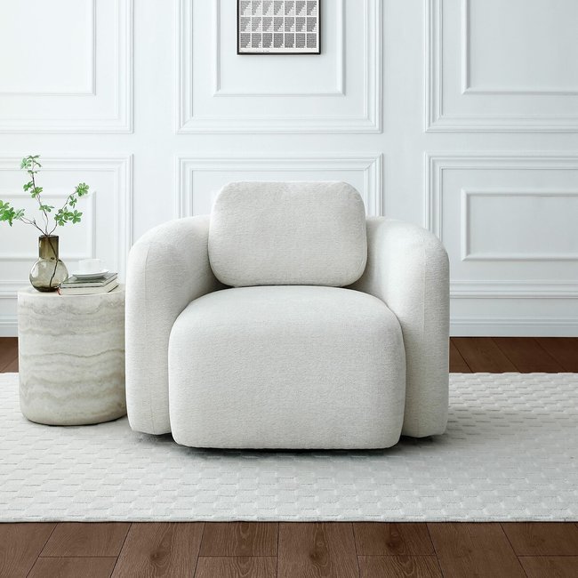 Muse Distressed Chenille Swivel Chair - ÉDITÉ