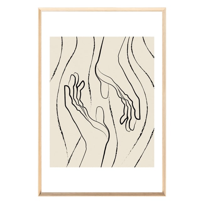 Tableau Mural Encadré Mains Line Art ABSTRAIT Couleur tableaux encadrés <span itemprop=