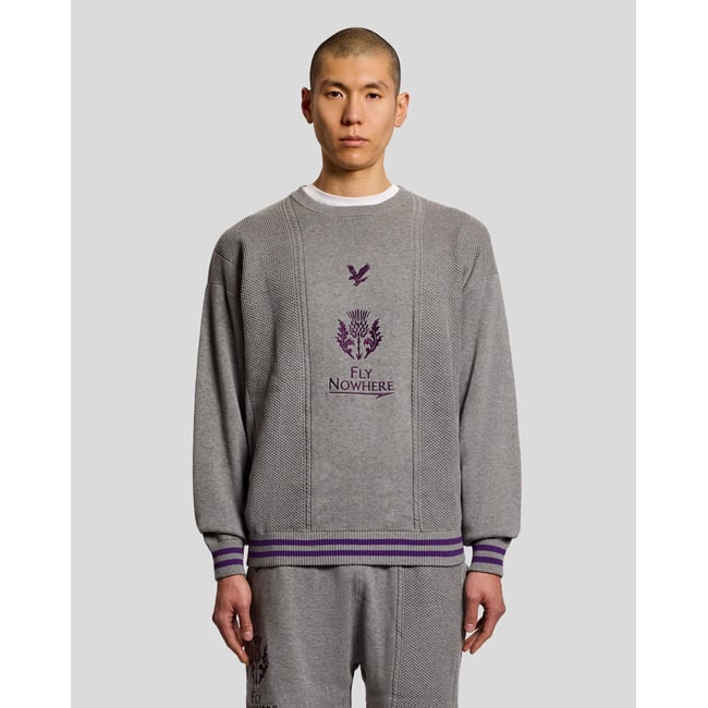 Pull  à rayures gris moyen chiné <span itemprop=