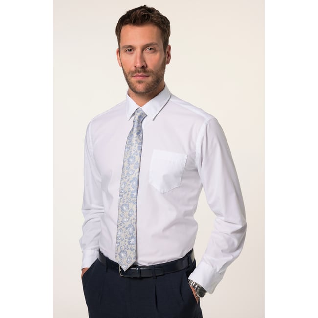 Cravate en soie extra-longue, motif à fleurs gris bleu <span itemprop=
