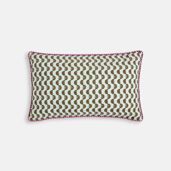 Ika Cotton Satin Rectangular Cushion Cover, blue, LA REDOUTE INTERIEURS