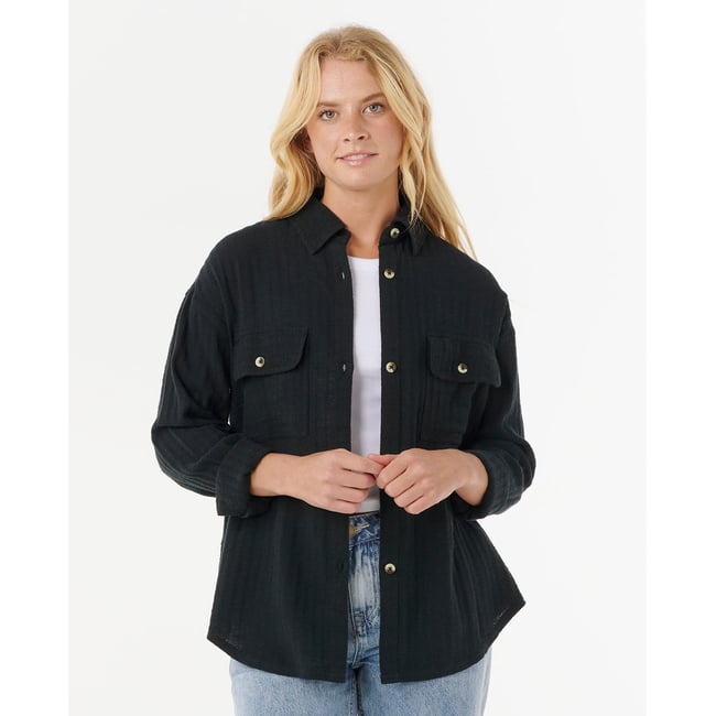 Chemise Texturée COCEANIC noir délavé <span itemprop=