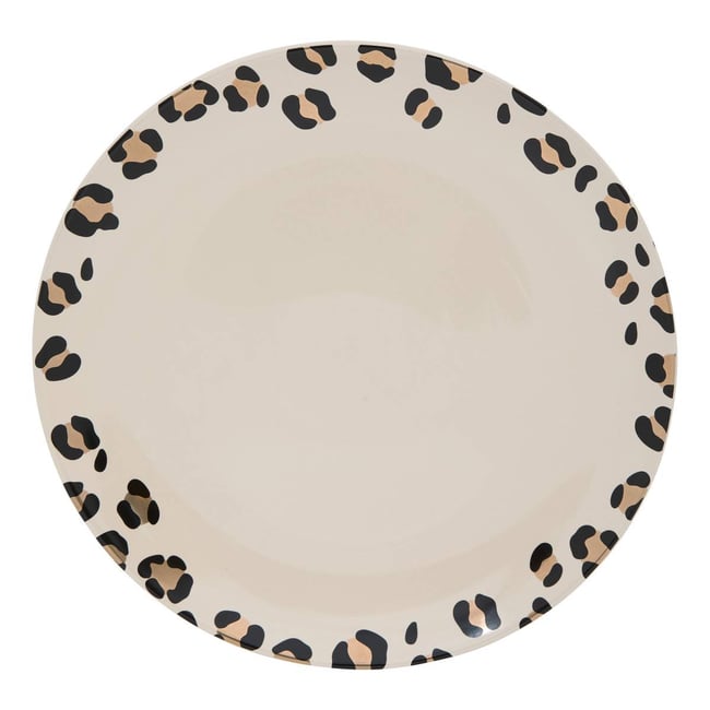 Lot de 6 Assiette plate motif léopard D. 26 cm Couleur beige <span itemprop=
