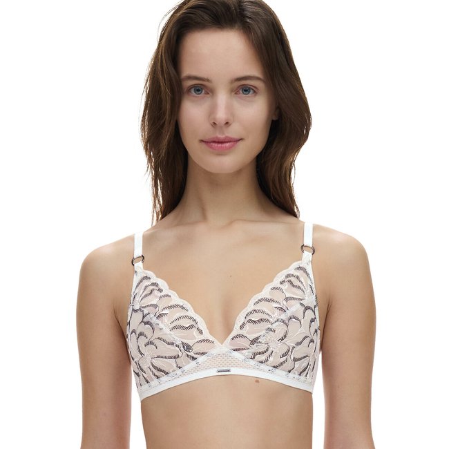 Fleurs Non-Underwired Bra white/black CHANTELLE