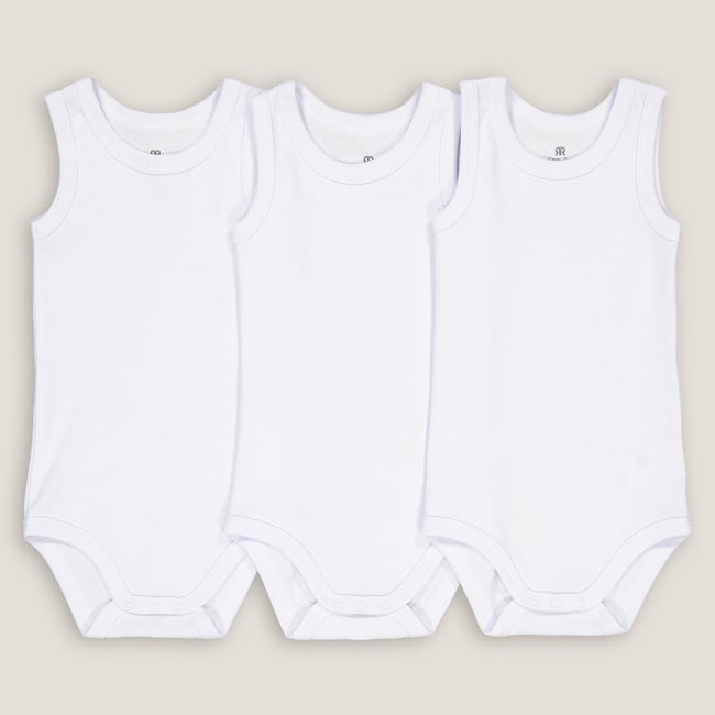 Lot de 3 bodies blanc sans manches blanc <span itemprop=