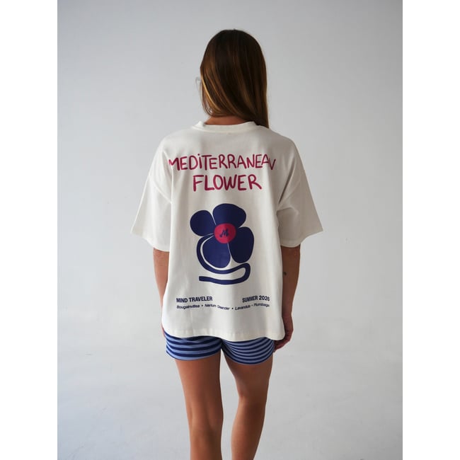 T-shirt imprimé dos MEDITERRANEAN FLOWER blanc <span itemprop=