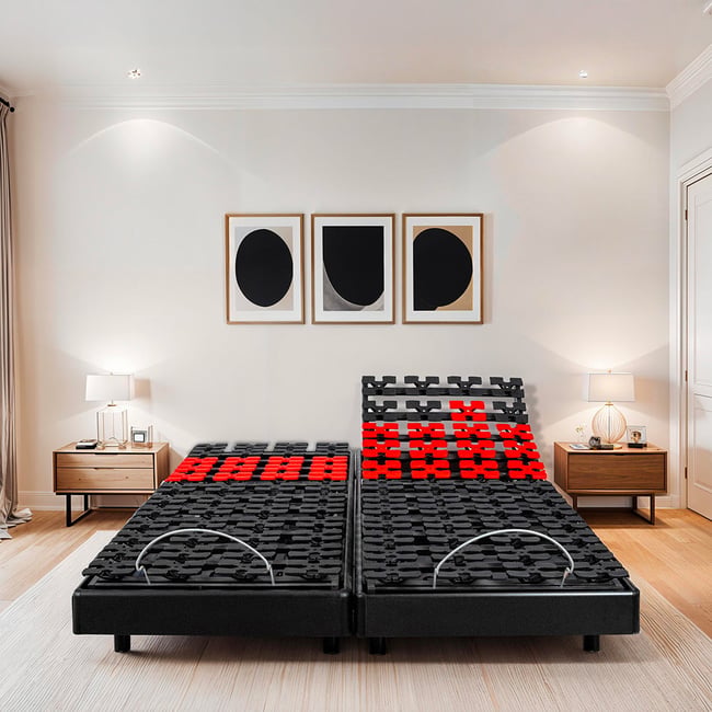 Jeu de 2 sommiers électriques Superflex 2x80x200 cm Plots Couleur noir <span itemprop=