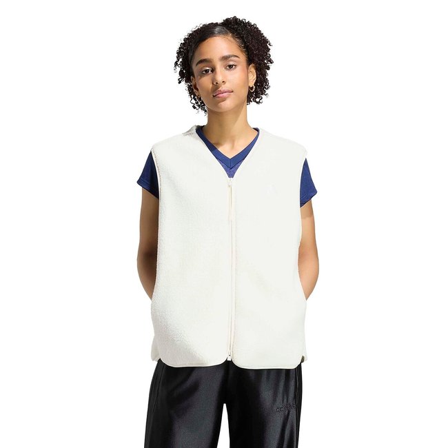 Veste sans manches en sherpa blanc <span itemprop=