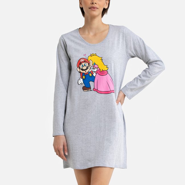 Camisola comprida de mangas compridas, em algodão, Mario cinzento mesclado <span itemprop=