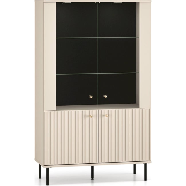 Vitrine 2 portes à lames collection CALETTO Couleur cashmere <span itemprop=