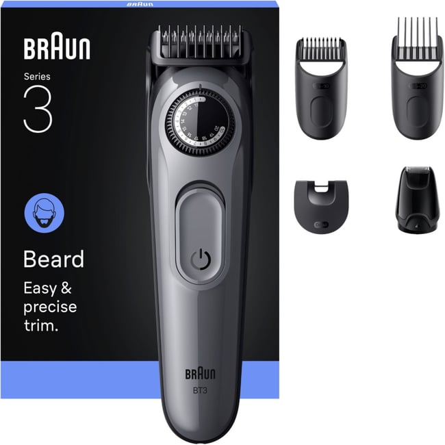 Tondeuse barbe BT3560, molette réglable, 40 hauteurs de coupe, précision 0,5 mm, autonomie 50 mn - BRAUN