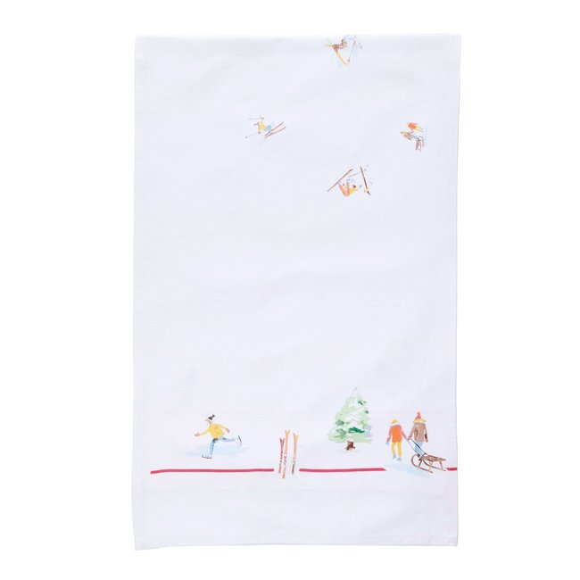 Chemin de table Happy Winter - 100% coton blanc <span itemprop=