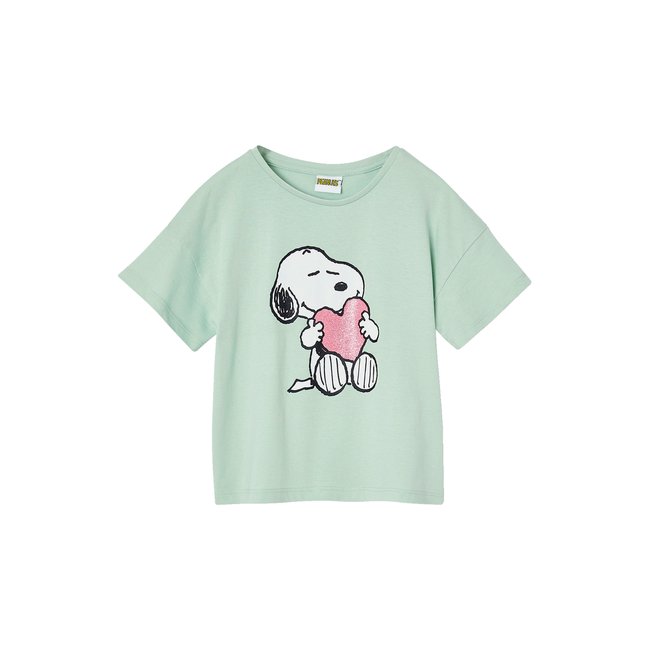 T-Shirt Peanuts® Snoopy coeur glitter vert d'eau <span itemprop=