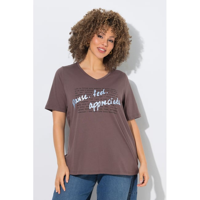 T-shirt avec message taupe foncé <span itemprop=