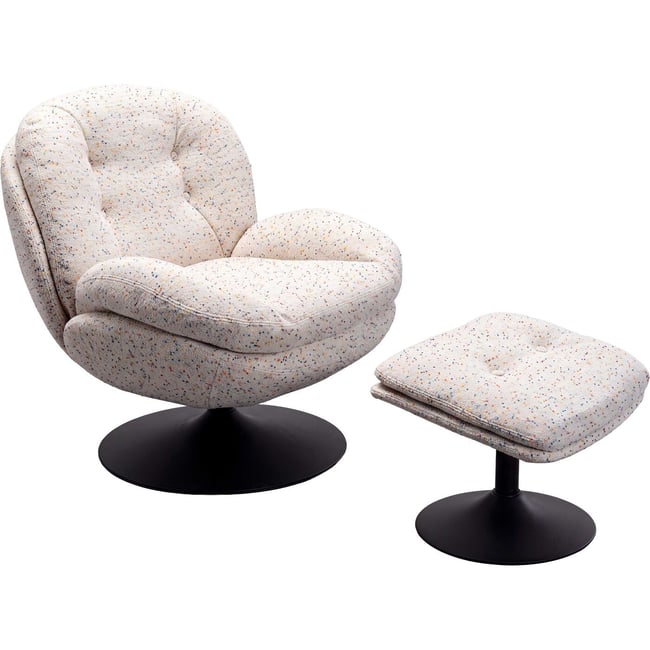 Fauteuil pivotant et repose-pieds, STANFORD Couleur blanc <span itemprop=