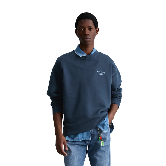 Sweat-shirt relaxed avec impression dans le dos bleu foncé <span itemprop=