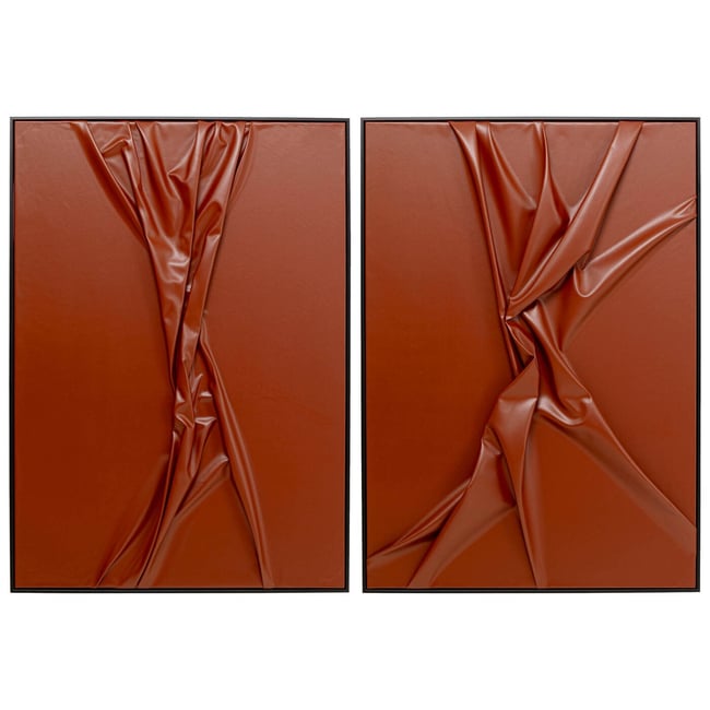 Lot de 2 tableaux en papier froissé, CRINCLE Couleur marron <span itemprop=