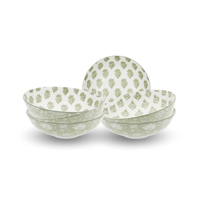 Lot de 6 assiettes creuses, SOLIMAN Couleur vert <span itemprop=