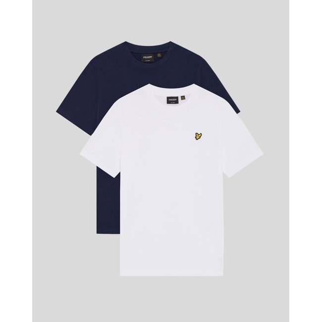 Lot de 2 T-shirts col rond bleu marine/ blanc <span itemprop=