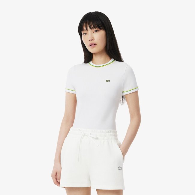 T-shirt a maniche corte con dettagli a contrasto - LACOSTE
