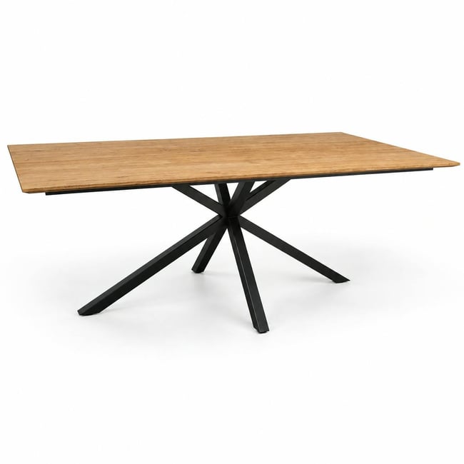 Table pied central en bois de teck recyclé 240 cm DEPOK Couleur bois naturel <span itemprop=