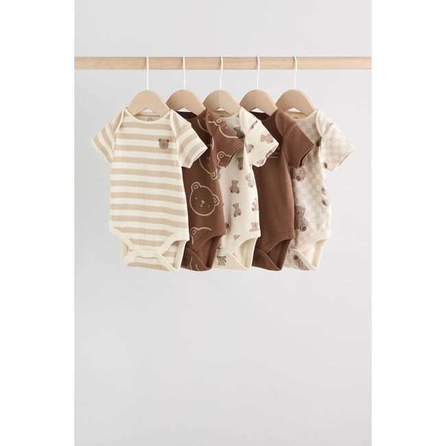 Body à manches courtes bébé, lot de 5 marron chocolat <span itemprop=