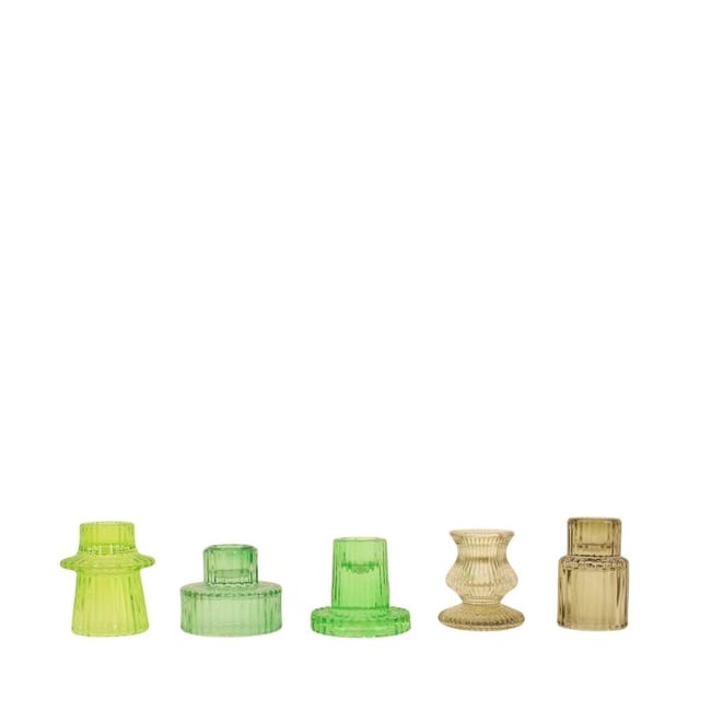 Set de 5 bougeoirs en verre  assortis Couleur vert <span itemprop=