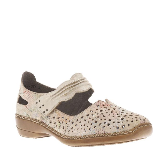 Ballerines cuir talon compensé bas beige <span itemprop=