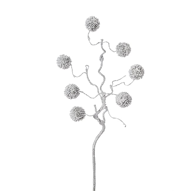 Branche de noël de pompons pailletés artificielle H50 - SIA DECO