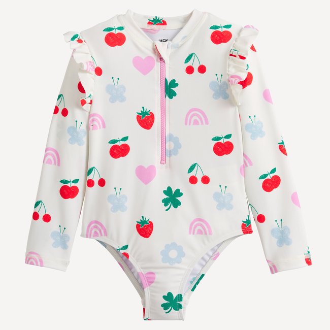 Maillot de bain 1 pièce, imprimé fruits  imprimé multicolore <span itemprop=