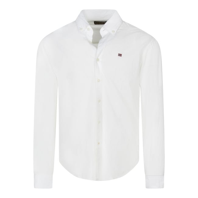 Chemise coupe regular fit Napapijri en coton blanche avec le logo brodé en petit blanche <span itemprop=