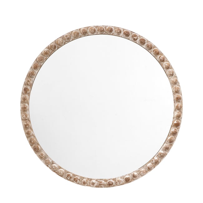 95cm Wooden Bobbin Round Mirror, natural, ÉDITÉ