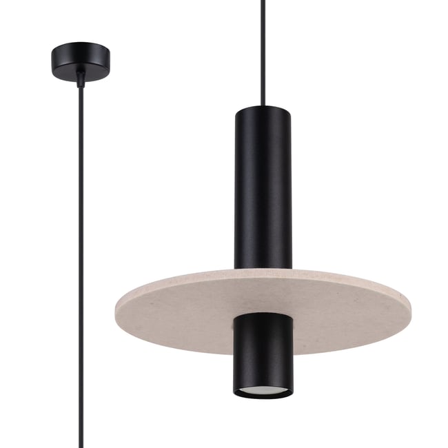 Suspension Feutre Beige GU10 1 Pelta Couleur beige <span itemprop=