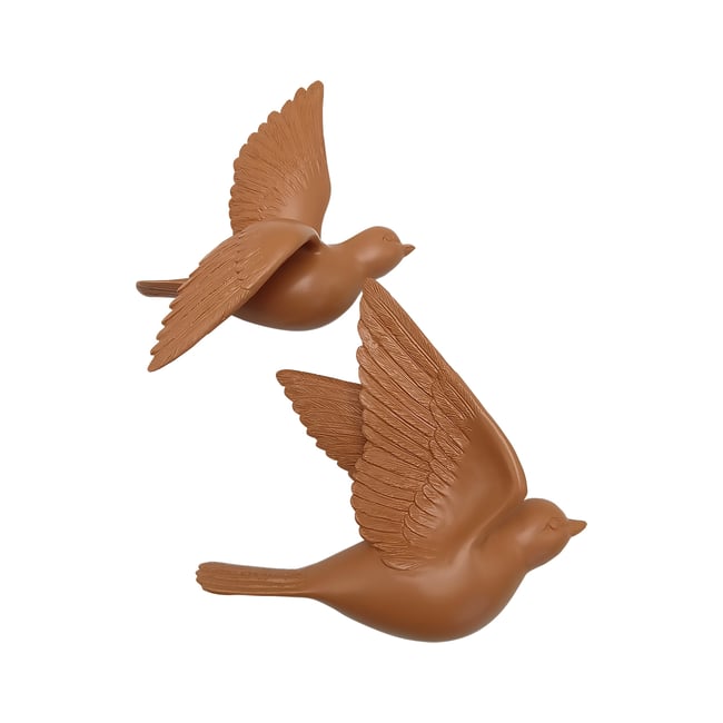 Lot de 2 déco murales oiseaux 12,5x15cm - EMDE