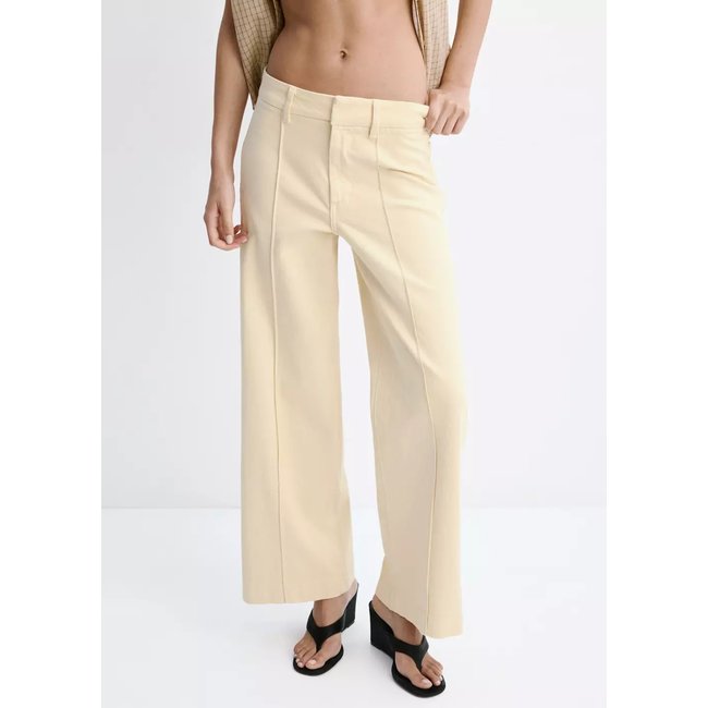 Jean large taille haute à coutures vanille <span itemprop=