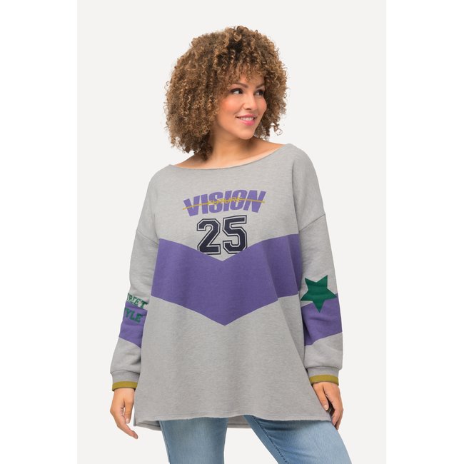 Sweat-shirt à manches longues et col rond. gris clair chiné <span itemprop=