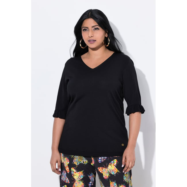 Pull en maille, encolure en V - ULLA POPKEN