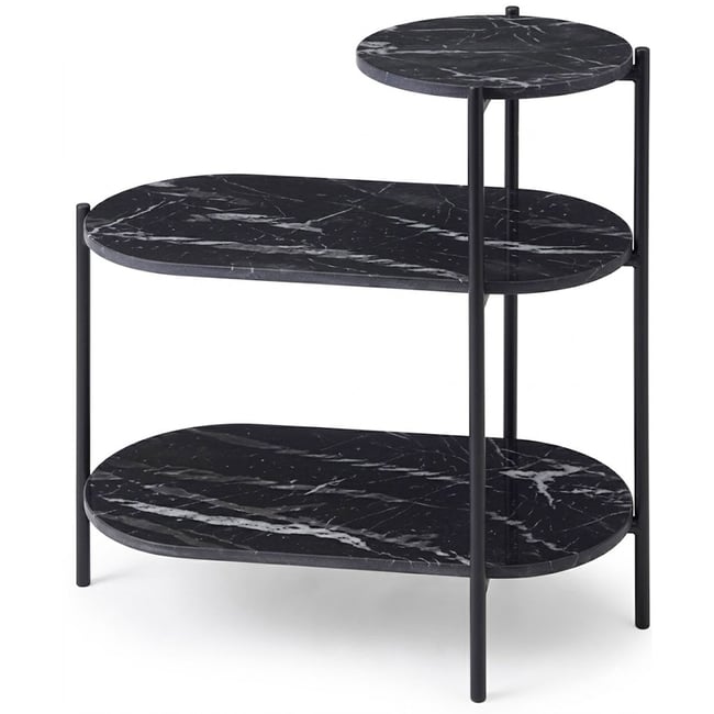 Table d'appoint design en métal et plateaux effet marbre noir 64x33x63cm Couleur v002228 <span itemprop=