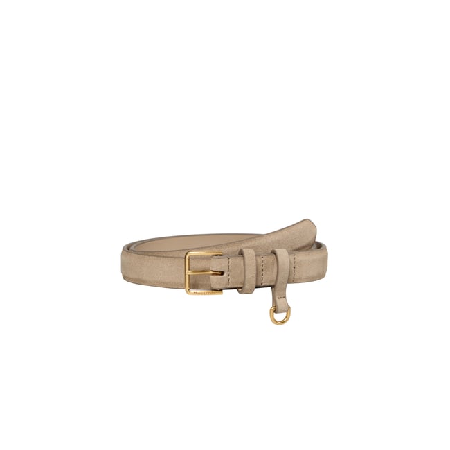 Ceinture modèle Daria en cuir velours souple taupe <span itemprop=
