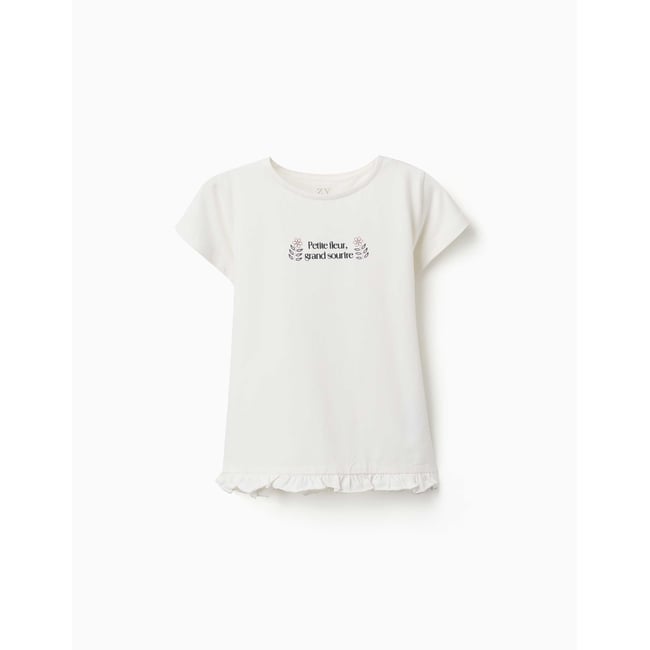 T-shirt en coton avec imprimé et ourlet à volants - ZIPPY