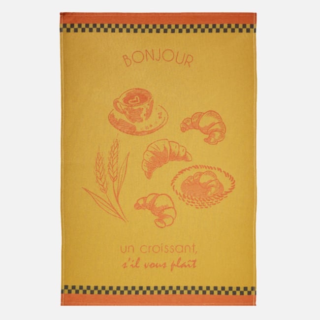 Torchon jacquard en coton LE CROISSANT jaune <span itemprop=