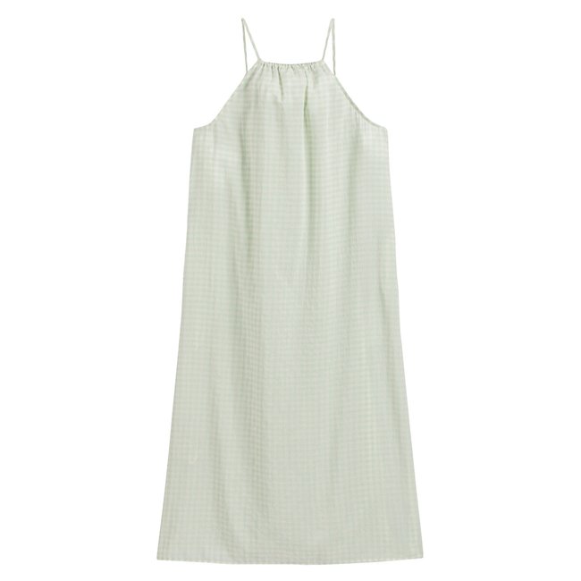 Robe midi vichy fines bretelles PYKOBOO carreaux vert <span itemprop=