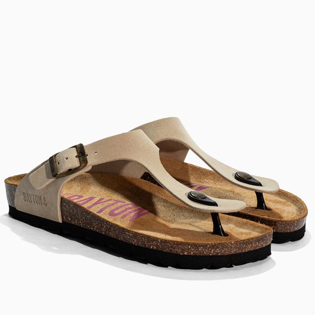 Tongs en cuir suédé MERCURE pour femme - BAYTON