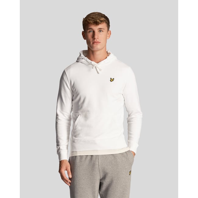 Sweat à capuche en coton loopback blanc <span itemprop=