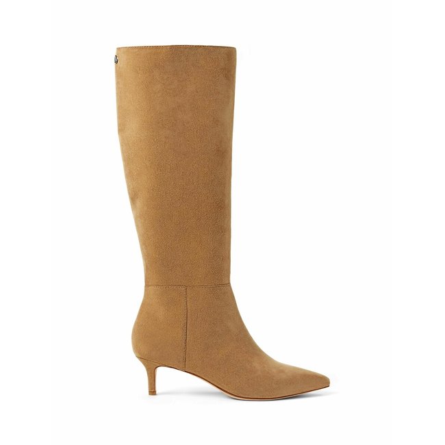 Bottes kitten-heel en cuir suède Mikcay  camel <span itemprop=