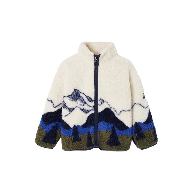Veste sherpa manches longues zippée écru <span itemprop=