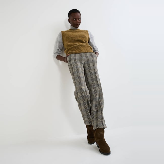 Pantalon large à pinces fantaisie arbre <span itemprop=